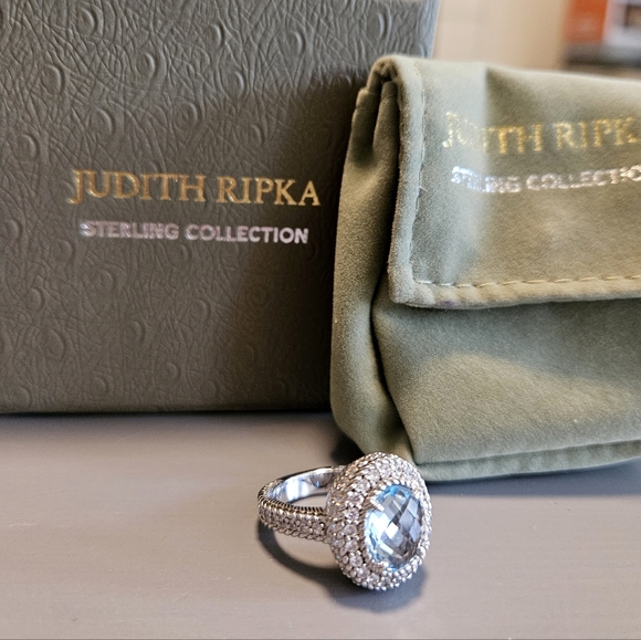 Judith Ripka Sterling Silver Topaz Ring size 6 - Picture 2 of 5